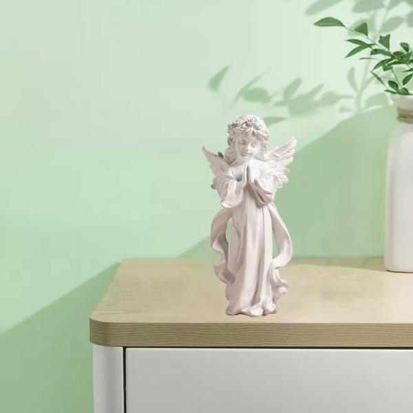 樹脂製の祈りの天使の置物の像クリスマスの家の装飾の高さ2個 : STK