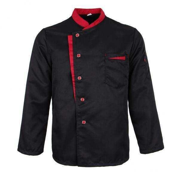 高質で安価 2x長袖シェフジャケットコートホテルウェイターズキッチンユニフォームトップスブラックXL キャラクター衣装