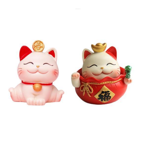 上品 ダッシュボードホームのための2個の招き猫の置物の車の装飾の像 Cisama Sc Gov Br