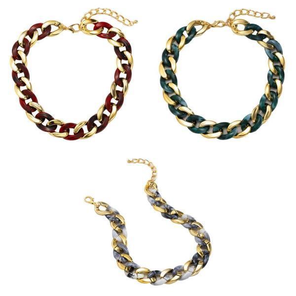 アクリルレジンチョーカーゴシックファッションパンクチェーンリンクネックレス男性ゴールドレッド アクリルレジンチョーカーゴシックファッションパ 新発売