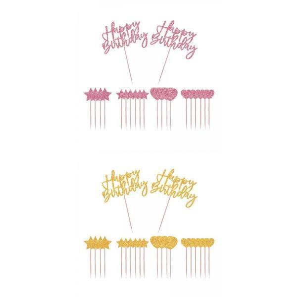 300円 新しい季節 300円 特別価格 キラキラケーキトッパーはお誕生日おめでとうカップケーキパーティーの装飾ピンク+キラキラを選びます