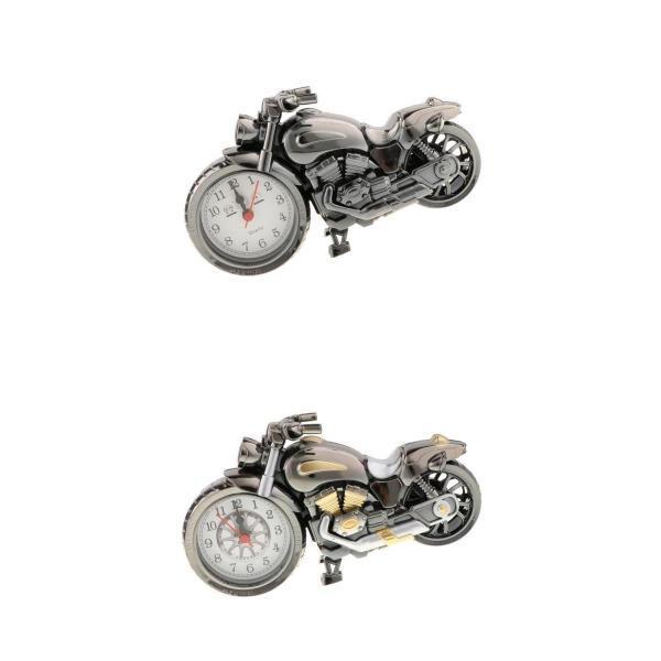 新しいコレクション 2ピースレトロオートバイ時計彫刻バイクモデルアートクラフトの装飾