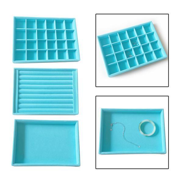 注目ショップ 3xベルベットジュエリーディスプレイトレイブレスレットリングホルダーケースブルー28x20x3cm その他レディースアクセサリー 注目ショップ 3xベルベットジュエリーディスプレイトレイブレスレットリングホルダーケースブルー28x20x3cm その他レディースアクセサリー