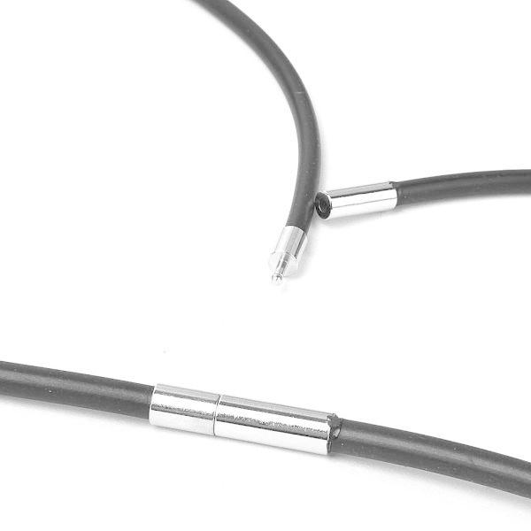 ステンレス鋼の端の留め金が付いているゴムコードのロープのネックレス