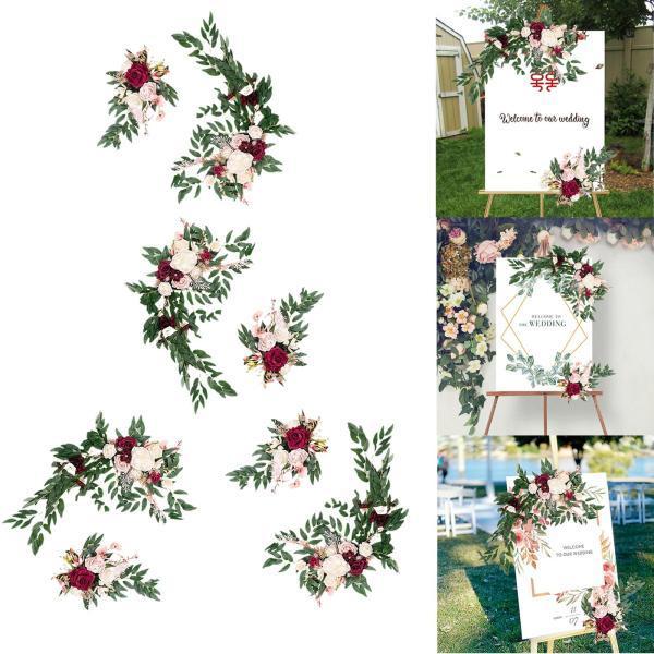 Stkショップパーティー4赤ピンクのためにぶら下がっている花の盗品緑の葉 在庫一掃