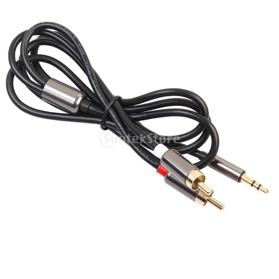 アダプター スピーカー ケーブル 1m ステレオ オス プラグ-2 RCA オーディオ オス 3.5mm 全2色 - グレー|stk-shop|07