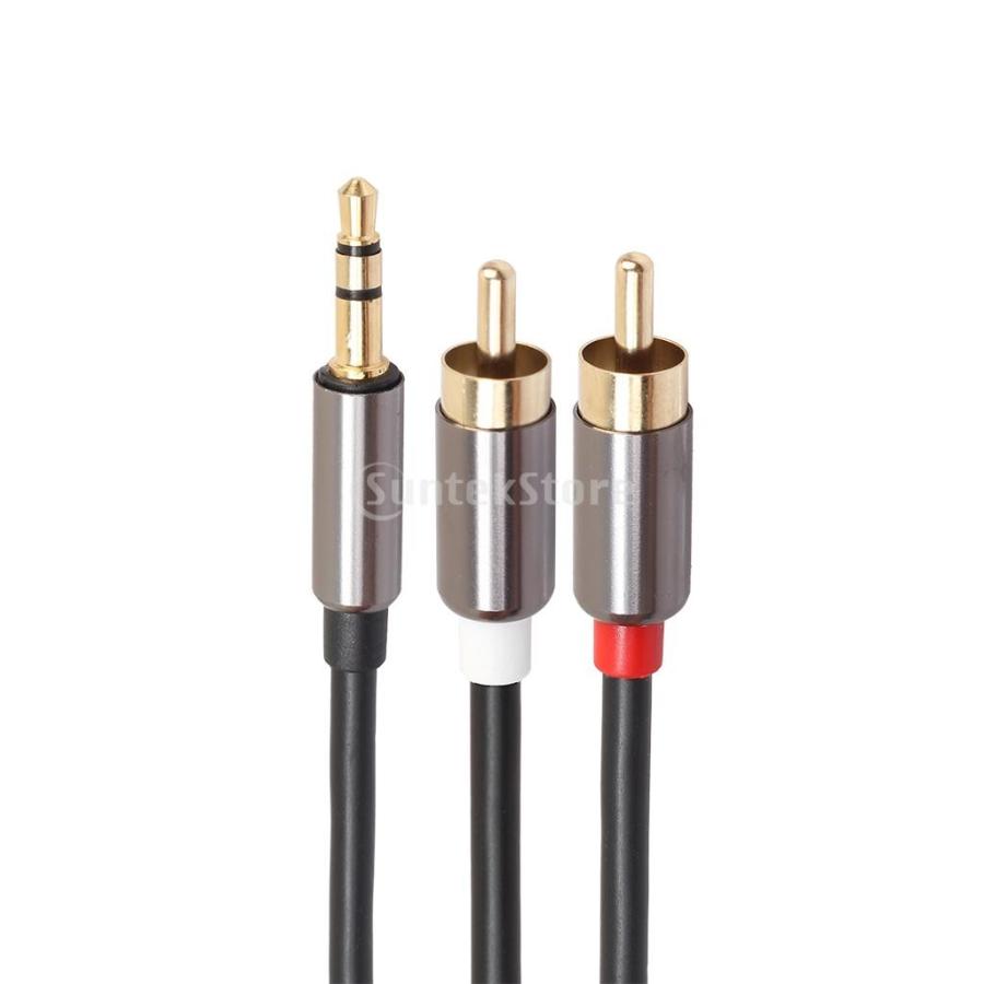 アダプター スピーカー ケーブル 1m ステレオ オス プラグ-2 RCA オーディオ オス 3.5mm 全2色 - グレー|stk-shop|08