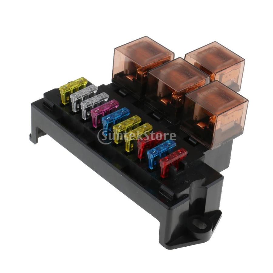 10ブレードヒューズ 4リレー ヒューズボックス 自動車 過負荷保護 ブラック Stkショップ 通販 Yahoo ショッピング