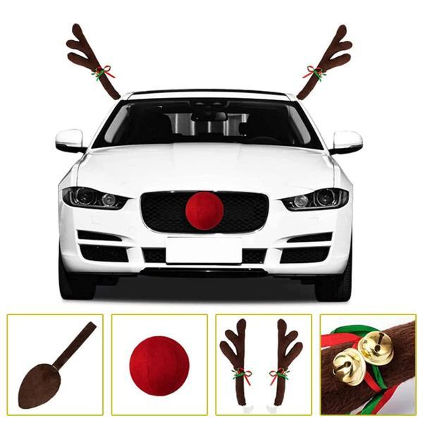 車用 クリスマス飾り トナカイの角と鼻 セット 装飾 車の衣装 取り付け