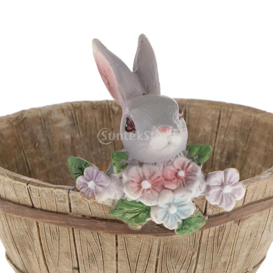 -brand 装飾的なウサギのウサギの樹脂の花サボテンのハーブセダム多肉植物プランター盆栽のトラフボックスの植物のベッドホームガーデンポットの装飾｜stk-shop｜02