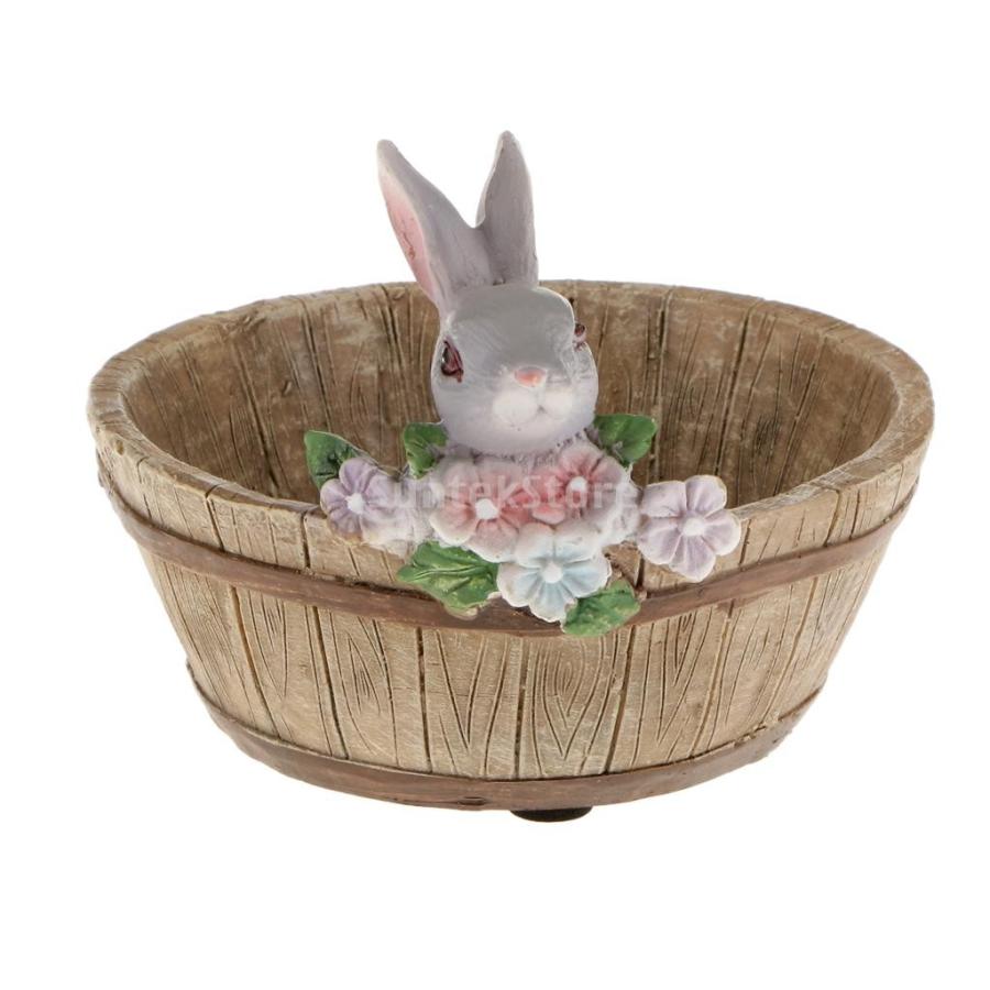-brand 装飾的なウサギのウサギの樹脂の花サボテンのハーブセダム多肉植物プランター盆栽のトラフボックスの植物のベッドホームガーデンポットの装飾｜stk-shop｜08
