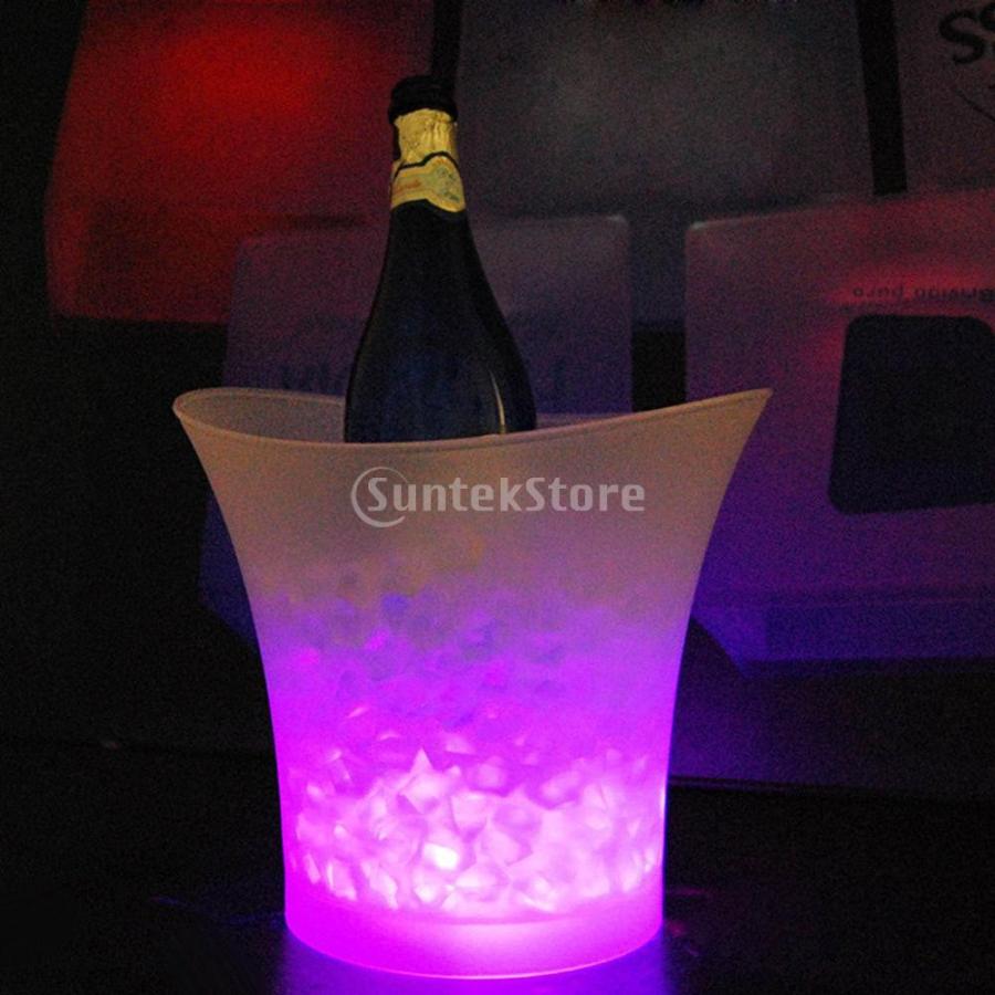 [ノーブランド 品]PPプラスチック製 3色 変更 LED アイス バケット シャンパン ワイン ビール クーラー パーティー クリスマス 5L 赤い｜stk-shop