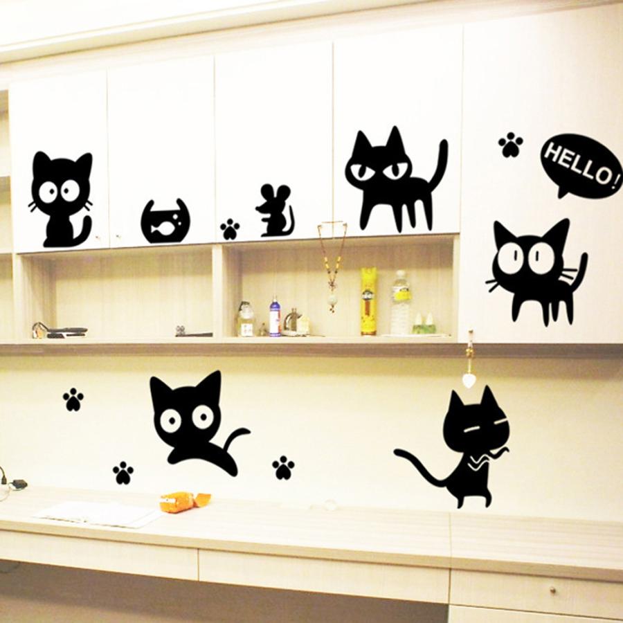 キッチンベッドルームの壁のステッカーアートルームリムーバブルステッカー猫｜stk-shop｜02