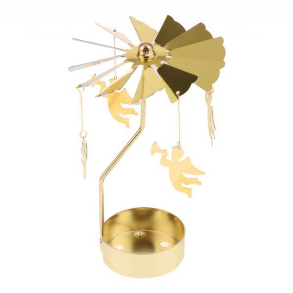 クリスマスデコレーション回転キャンドル茶ライトホルダー燭台金の天使