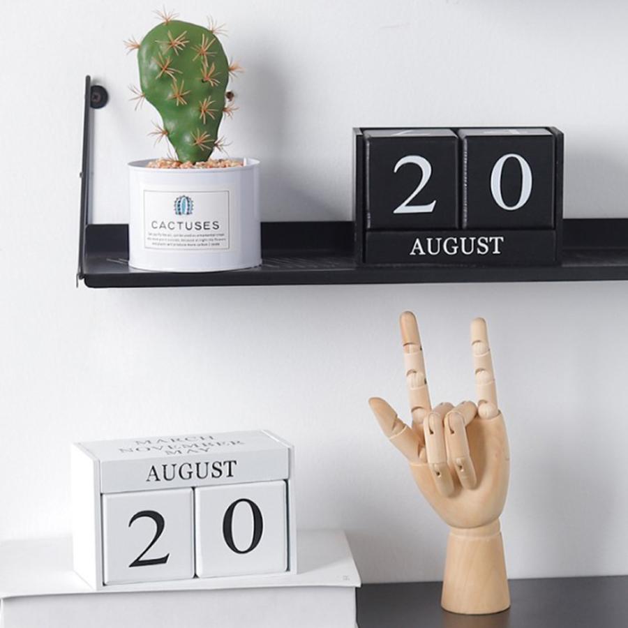 ホームオフィスホワイトの永久カレンダーデスクトップブロック木製カレンダー｜stk-shop｜07