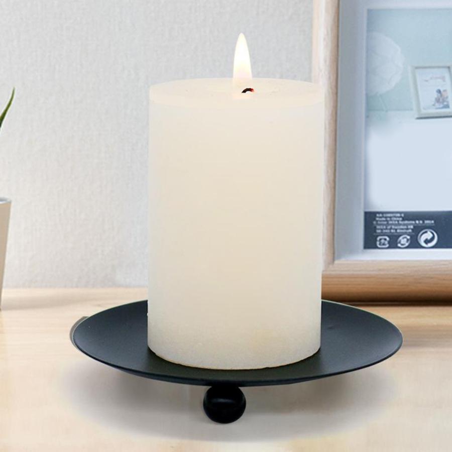 4xアイアンキャンドルホルダープレートローソク足テーブルスタンド