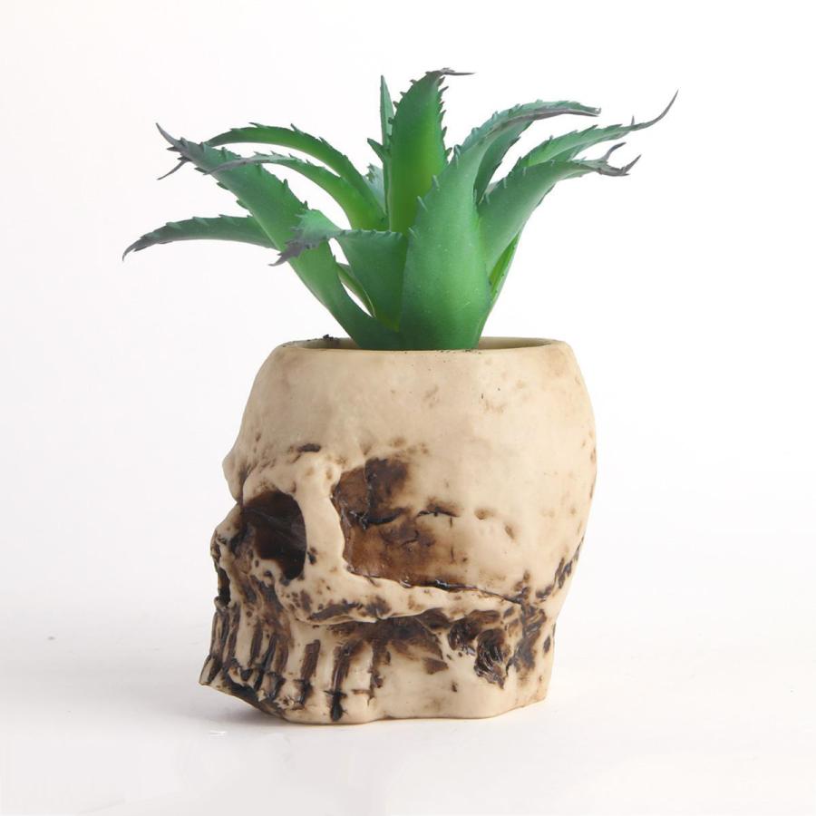 現代の樹脂スカル型ヘッドデザインフラワーポットプランター容器装飾