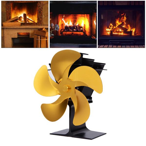 5ブレード暖炉ファン薪ストーブトップファンエコ燃料節約ゴールデン 割引価格