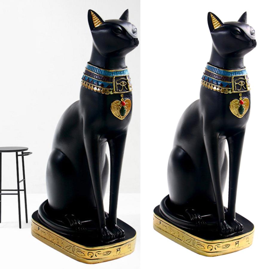 訳あり 古代エジプトの猫像モデルレジン彫刻飾りコレクタブルL 新年の贈り物