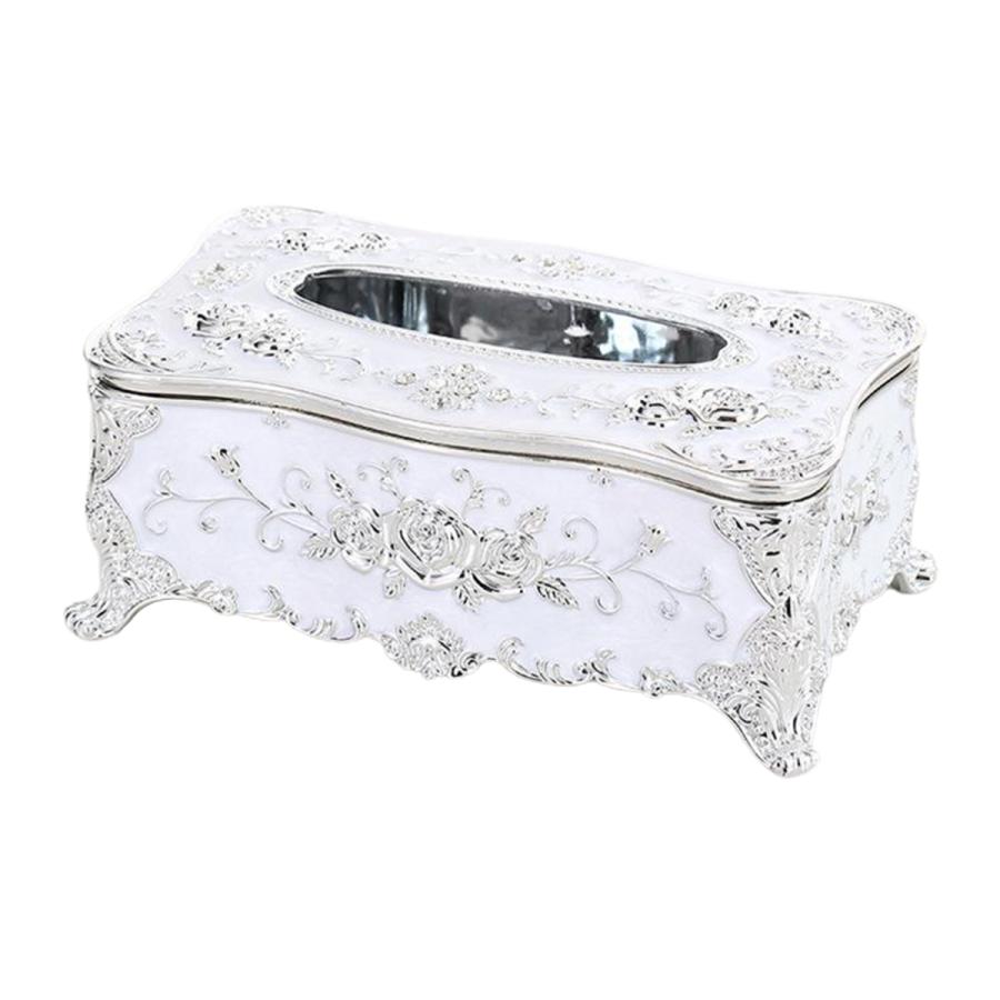 ホーム長方形ティッシュペーパーボックスケースホルダーカバーホワイトシルバー Tawanmetal Co Th