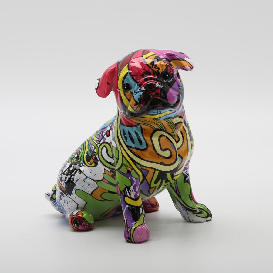 フレンチブルドッグ像樹脂置物現代犬アートクラフト19x12.5x18.5CMA 