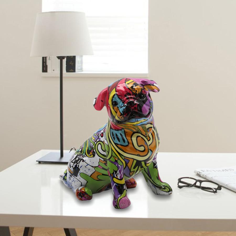フレンチブルドッグ像樹脂置物現代犬アートクラフト19x12.5x18.5CMA 