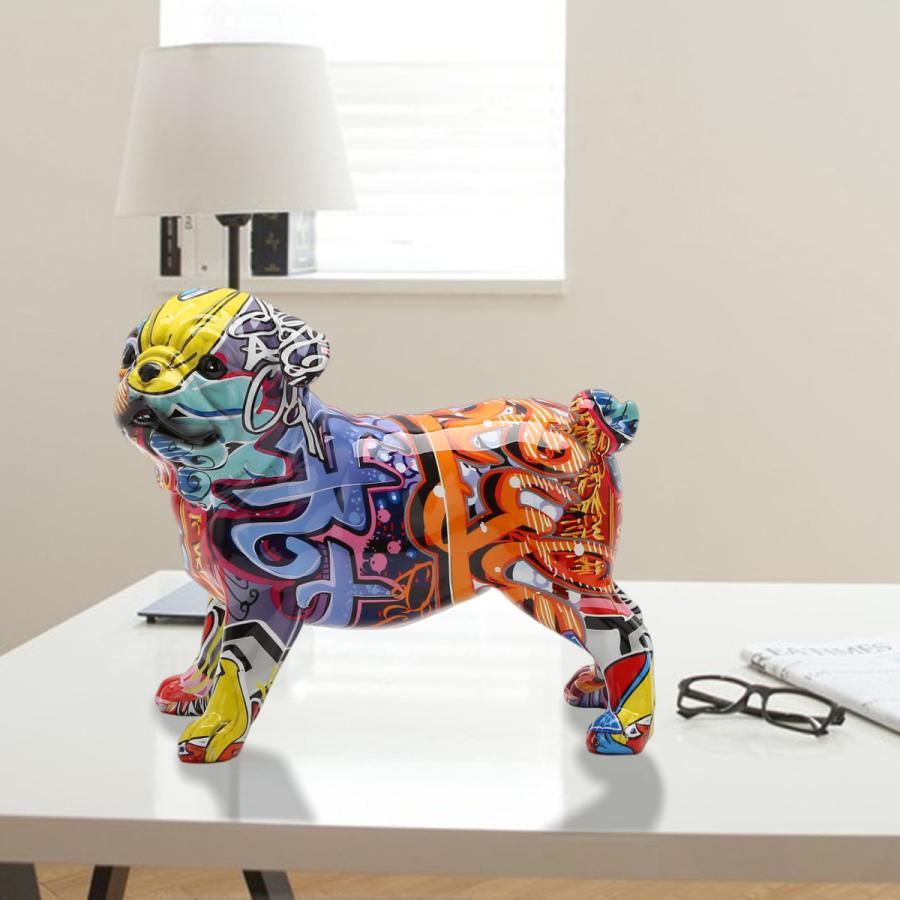 フレンチブルドッグ像樹脂置物現代犬アートクラフト23x12x18.5CM : STK