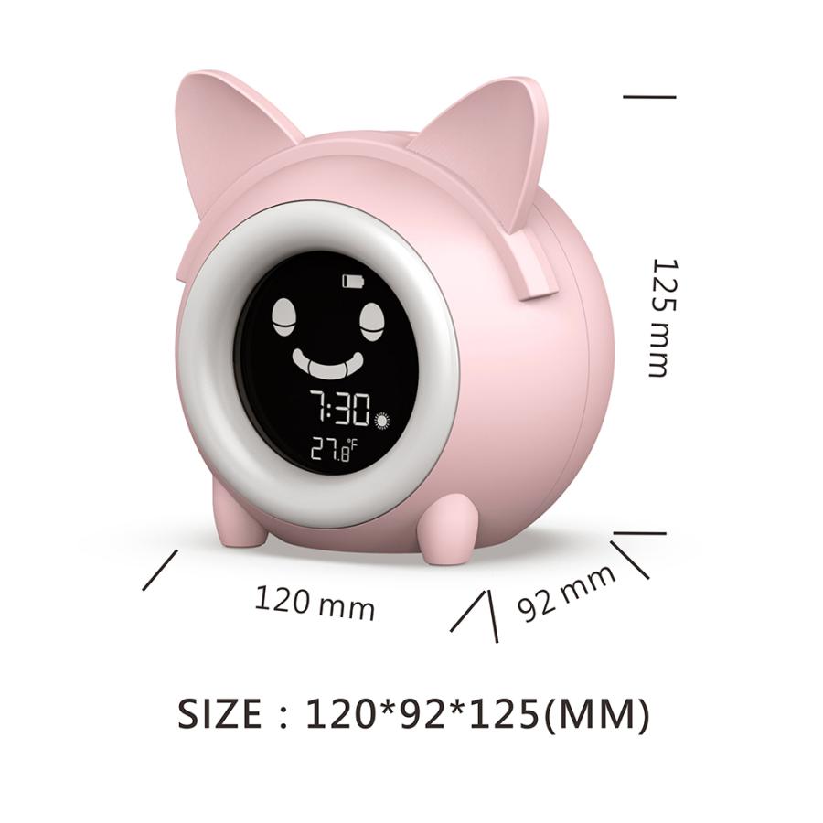 ベッドサイドデジタルキッズ目覚まし時計睡眠トレーナーナイトライト温度ピンク｜stk-shop｜02