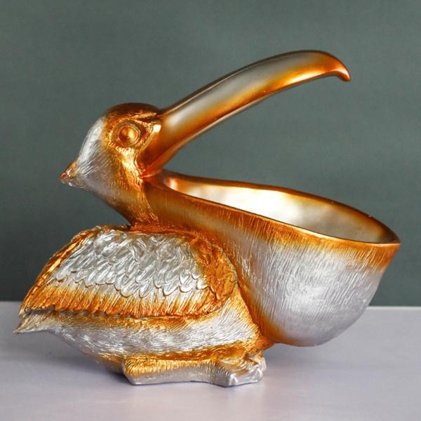 愛らしいクリエイティブ樹脂装飾品ペリカン置物鳥彫像キー収納リビングルームのための