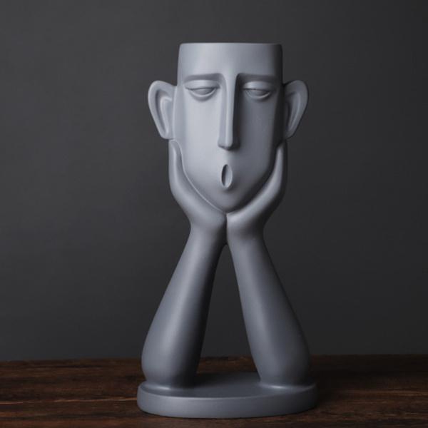 男の顔図樹脂花瓶彫刻像植木鉢収納ボックスアートグレー Kingsfirearmsandmore Com