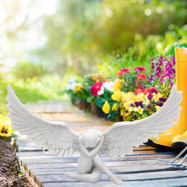 レトロ樹脂天使の翼フィギュアビビッド3D抱擁天使像アート工芸品寝室の家の装飾accsアートワーク｜stk-shop｜03
