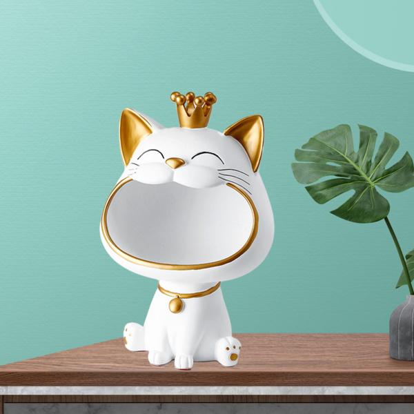 招き猫 置物 インテリア 北欧 招き猫 彫像 置物 キー 雑貨 収納 家の装飾 ホワイト 雑貨収納