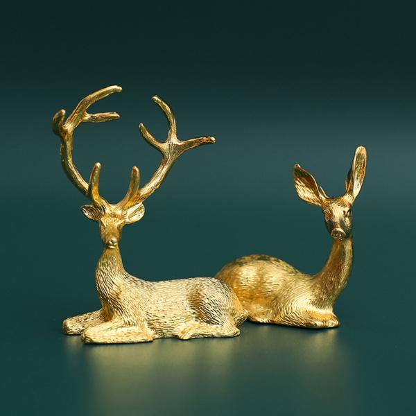 ペアカップル鹿の置物 入荷中 人気 おすすめ 樹脂トナカイ座っている彫刻動物像の装飾ホームリビングルームオフィステーブル装飾品ウェディングギフト