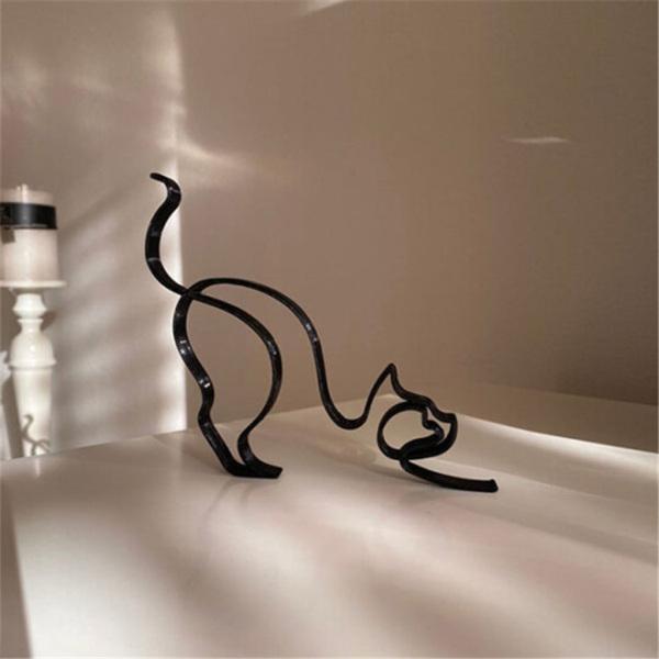 抽象的な猫の犬の置物リアルな動物の彫刻の像11x16x0.5cmA