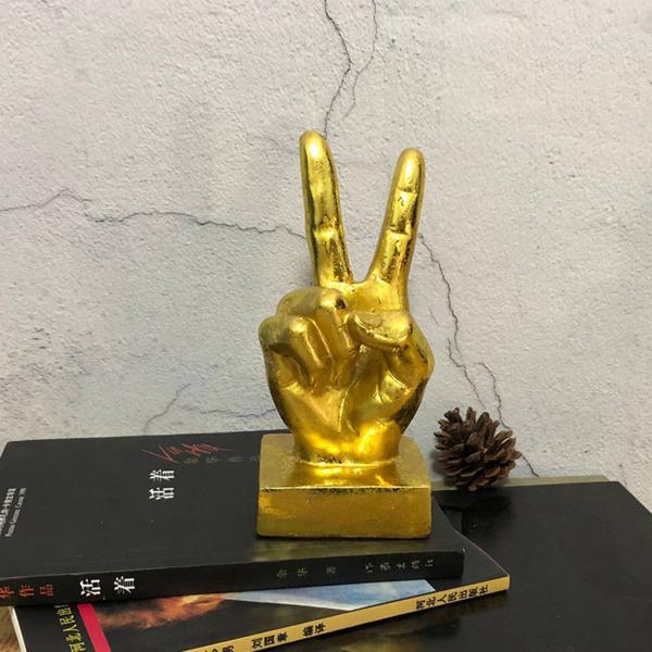 レジンハンドジェスチャ像彫刻オフィス本棚テーブル置物勝利