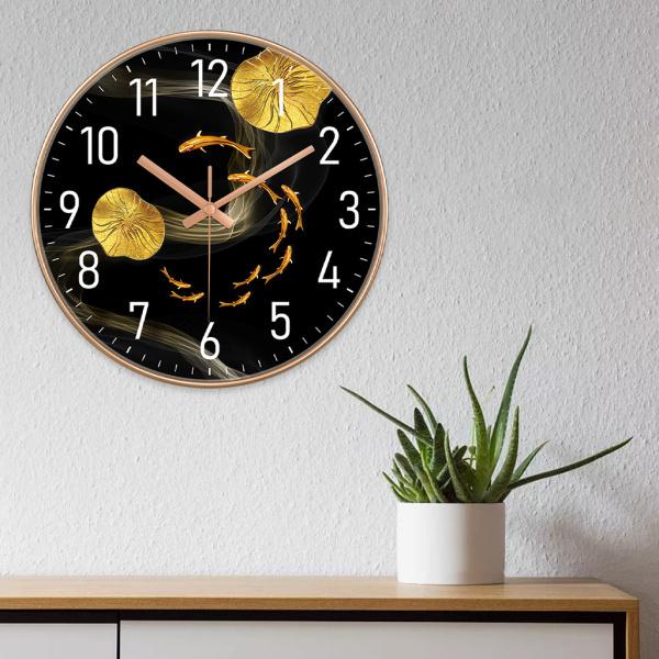 金魚の壁時計サイレントバッテリーは、ホームベッドルームオフィスブラック用に動作します｜stk-shop