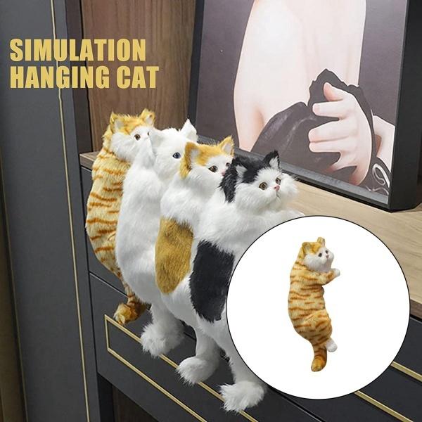 デスクのおもちゃストライプのためのモダンなシミュレーションぬいぐるみ猫の像動物