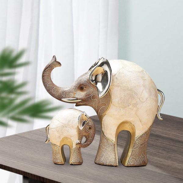 象の像の置物のためのかわいい家の装飾リビングルームホワイトシェルb