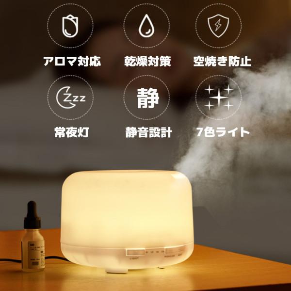 100 本物保証 超音波式加湿器 アロマ対応 タイマー機能 7色ledライト 大容量 500ml 卓上 リモコン式 ミスト 空焼き防止 静音設計 おしゃれ 乾燥対策 Wantannas Go Id