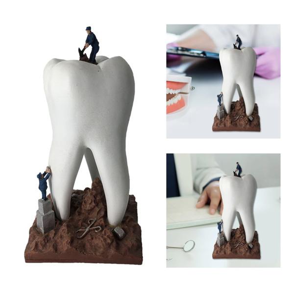 創造的な歯のモデルの置物9x18cm装飾工芸品樹脂アート歯像彫刻オフィス本棚装飾家具用