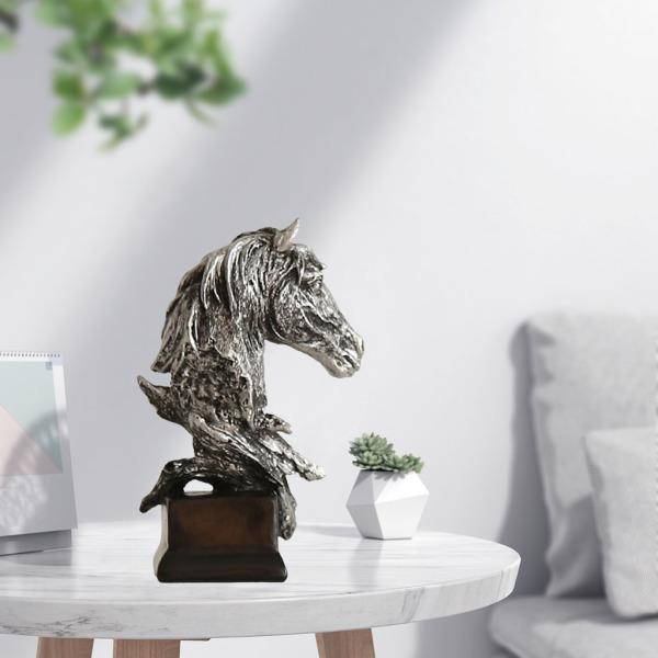レトロな馬の頭像ディスプレイ装飾オフィスデスクトップワイン彫刻シルバー