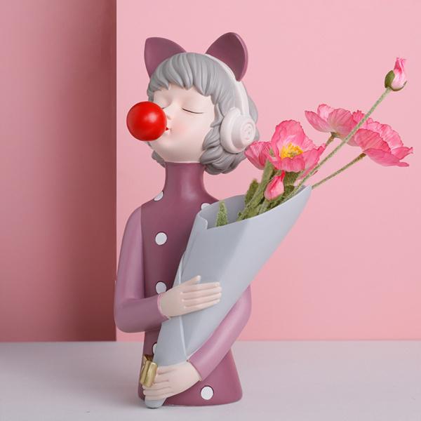 樹脂ドライフラワー花瓶の装飾品彫刻されたリアルな本棚ホームパープル｜stk-shop｜03
