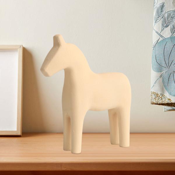 オフィスのデスクトップのコーヒーテーブルクリームのための小さな木製の馬の像の置物