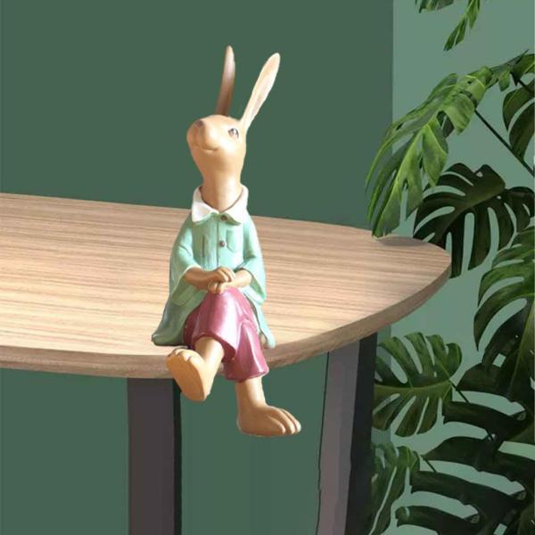 現代のウサギの像バニー装飾飾りギフト動物卓上パティオグリーン