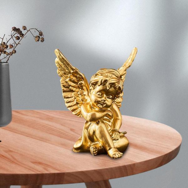 天使の置物写真小道具ケルビム彫刻教会の装飾ゴールドハグ膝