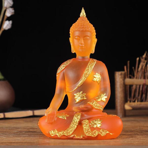 【オープニング大セール】仏の彫刻の家の装飾タイの置物風水飾りオレンジ10x7x17cm