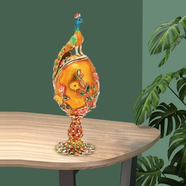 ヨーロピアンスタイルの孔雀の置物手工芸品卓上寝室のリビングルームの装飾のための豪華な金属エナメル像収集品｜stk-shop｜06