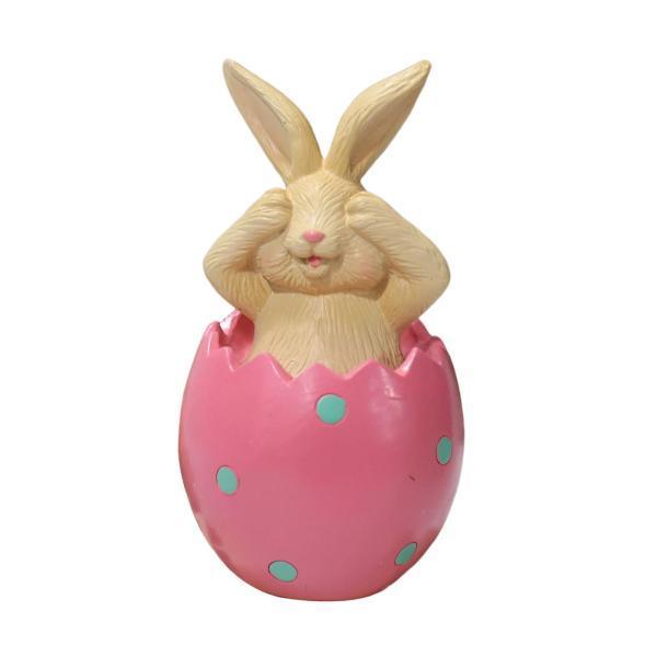 人気の贈り物が ウサギの像レジンクラフトイースターエッグバニーフィギュアオフィスシェルフデコレーションカバーアイピンク Cisama Sc Gov Br