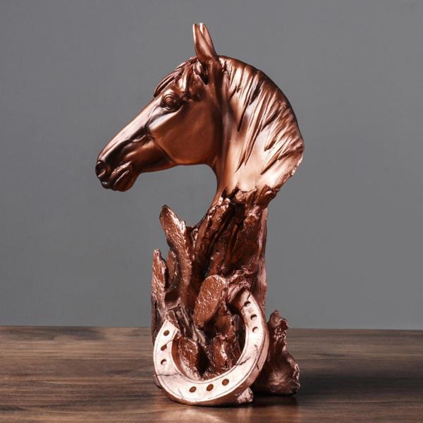 売上実績NO.1ヨーロピアンスタイルの馬の像の彫刻樹脂アートワークオフィスデスク棚の装飾馬の頭
