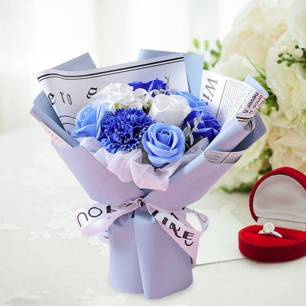 母の日バレンタインデーギフトブルー用ソープフラワーブーケバスソープ